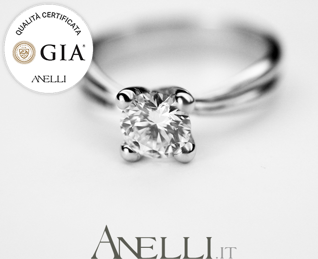 Anello solitario con diamante GIA america