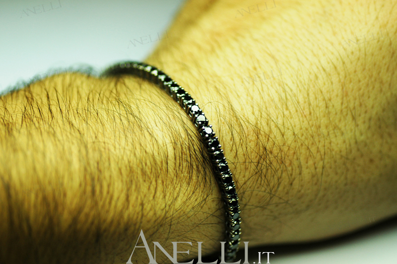 Bracciale Tennis Diamanti Neri 6 Carati-3 Bracciale Tennis Diamanti Neri 6 Carati-3