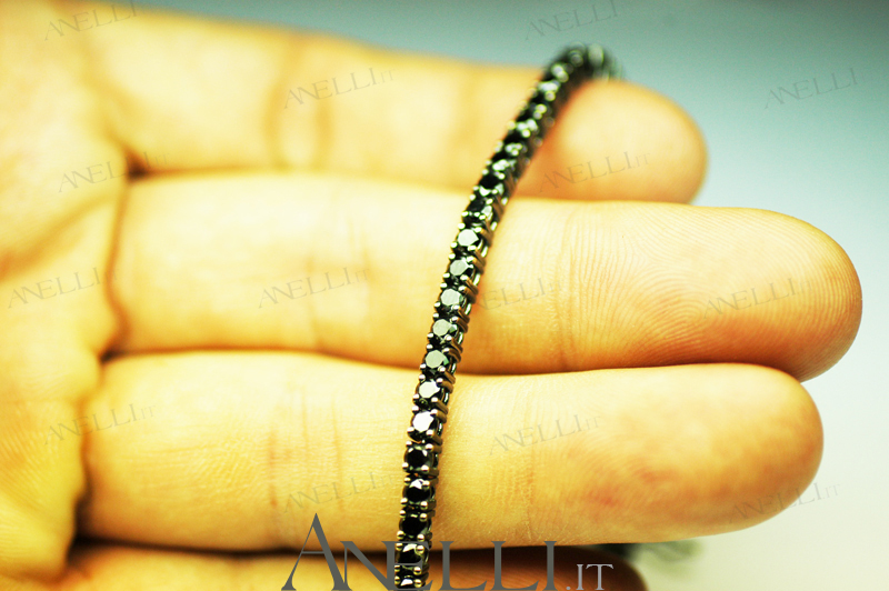 Bracciale Tennis Diamanti Neri 6 Carati-6 Bracciale Tennis Diamanti Neri 6 Carati-6