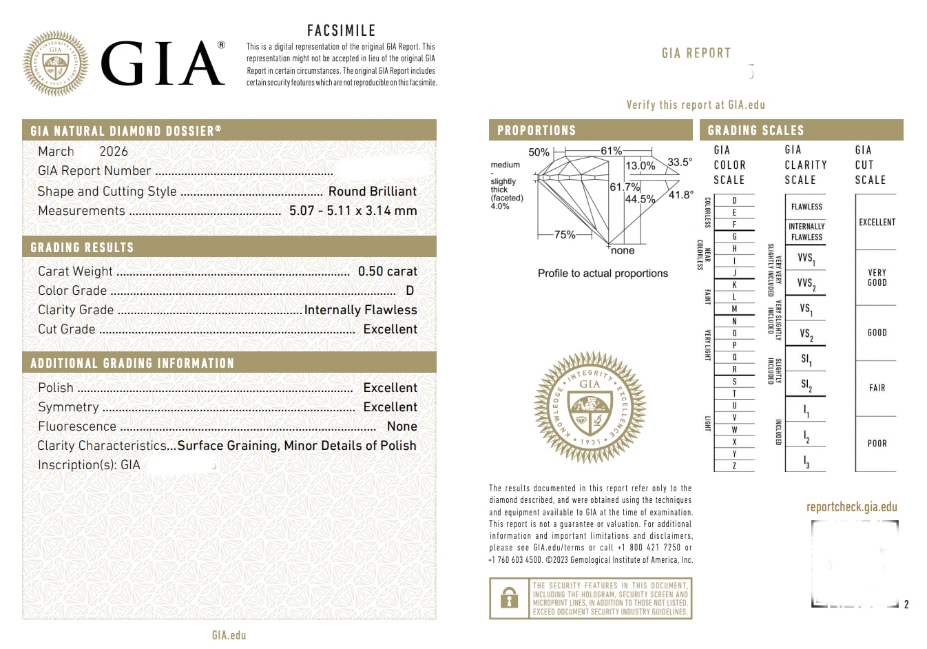 Certificao GIA America 0.50 D-IF Triplo Excellent Certificao GIA America 0.50 D-IF Triplo Excellent